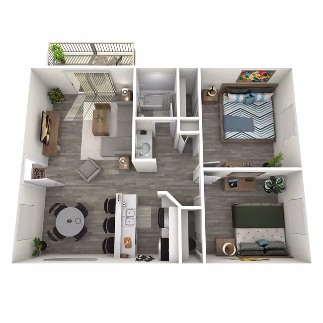 Two Bedroom One Bath 2032 floor plan